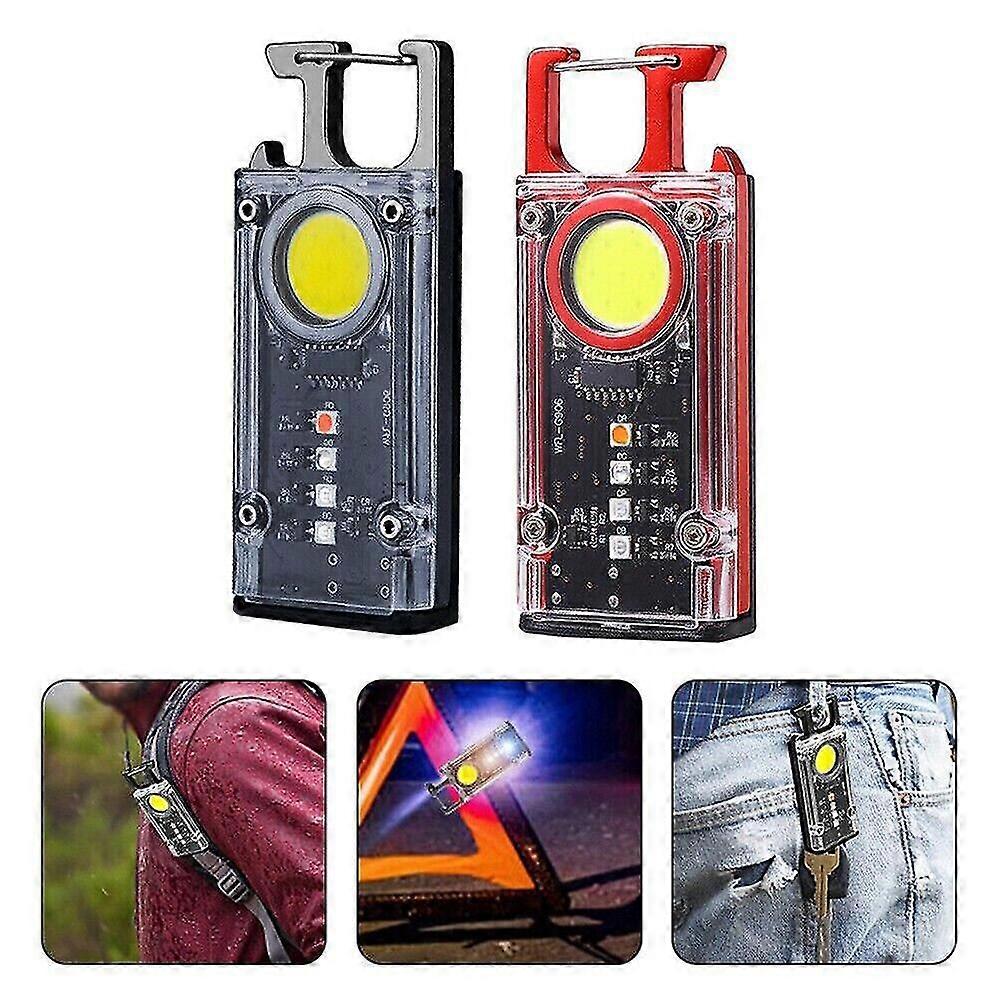 Mini COB Flashlight USB Rechargeable Work Lamp Torch Keychain Light Portable UV