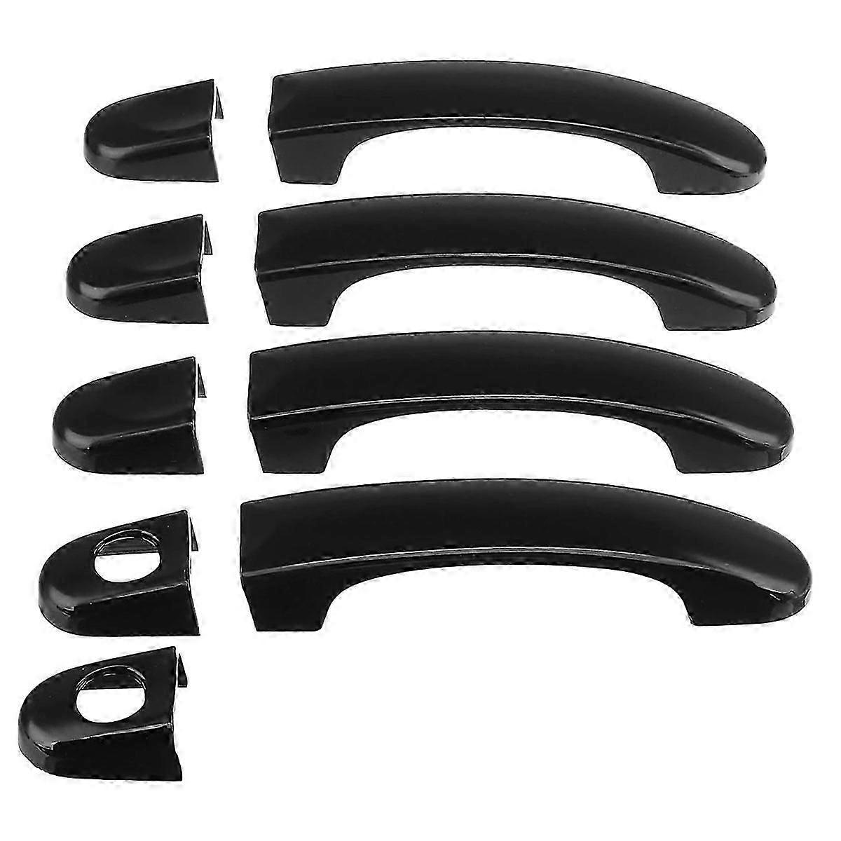 9Pcs Set ABS Chrome Door Handle Covers Trim compatible with TRANSPORTER T5 T6 CADDY VAN 2003-2015 Gloss Black