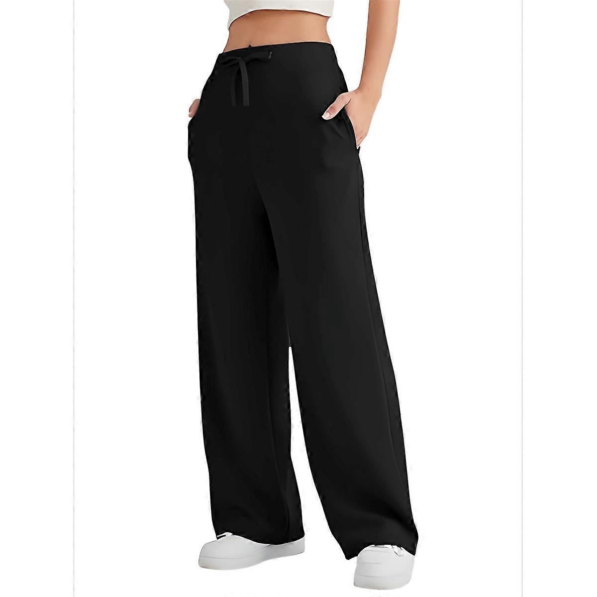Womens High Waisted Baggy Sweatpants Black S