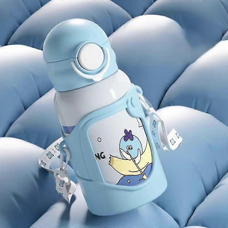 17oz Kids Water Bottle,Insulated Double Walled 304 Stainless Steel Water Bottle with Leakproof Straw Lid-Blue