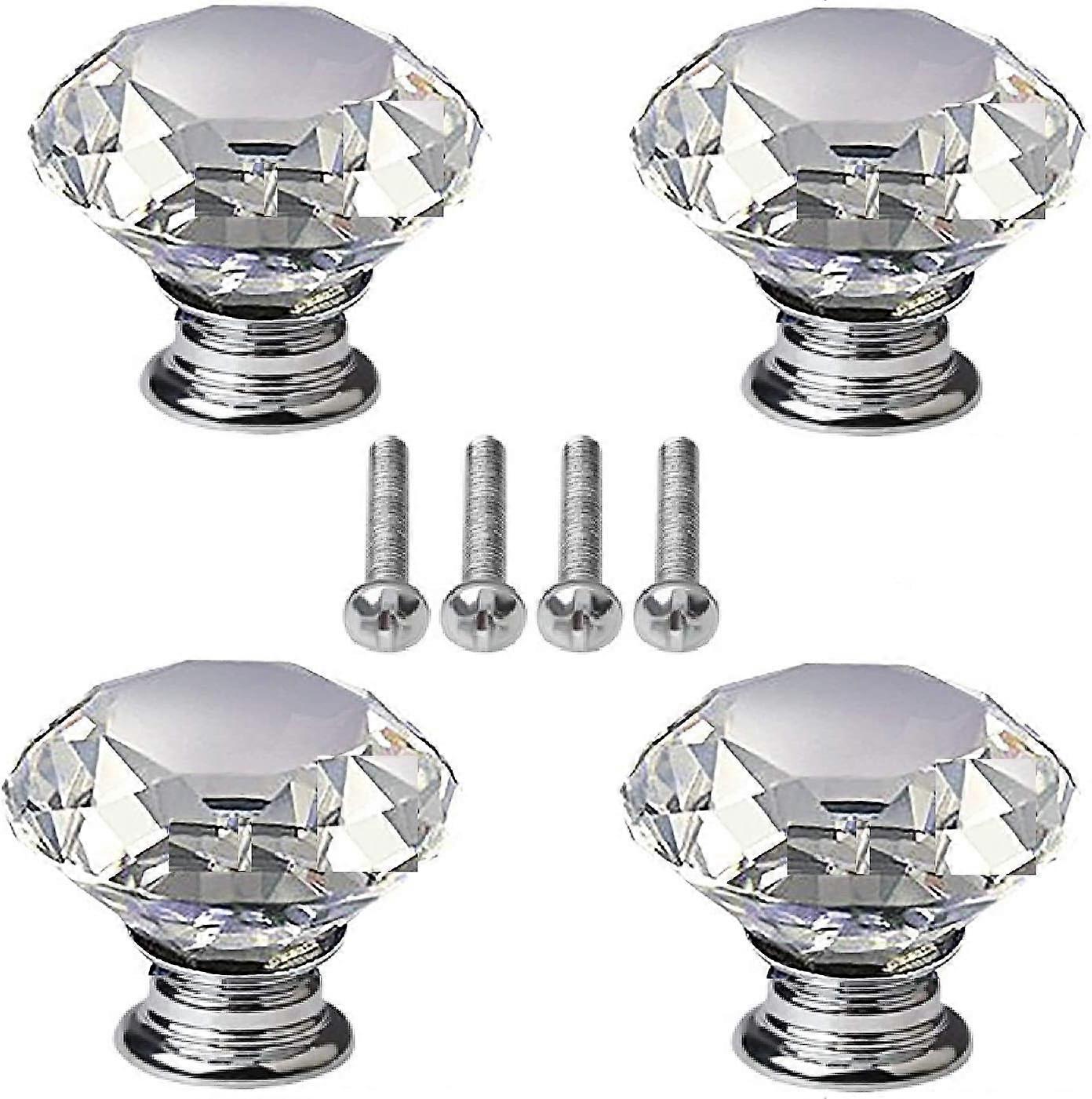 Diamond Shaped Crystal Clear Glass Cabinet Knobs, Easy Installation With Improved Adhesion Between Crystal And Base, Elevate Your Furniture With