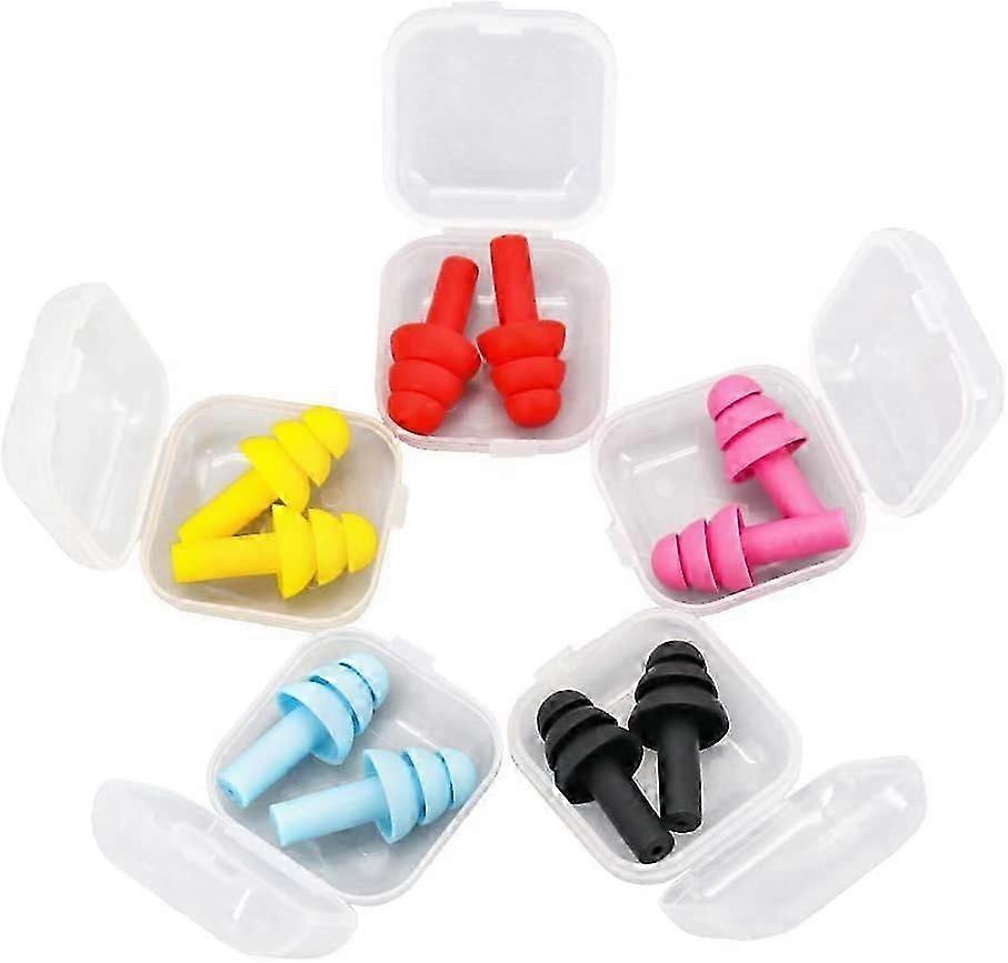 5 Pairs Ear Plugs for Sleeping Soft Silicone Reusable Hearing Protection from Snoring and Swimming