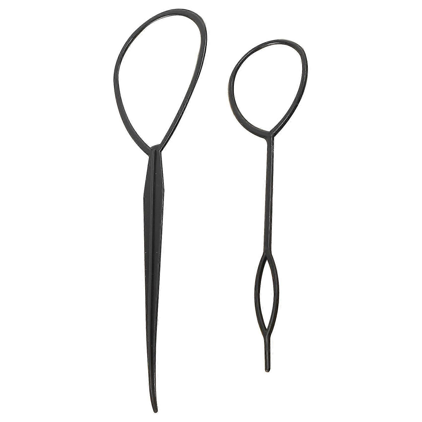2 Stk Topsy Schwanz Haarstyler Frisur Haartwister Snare Loop Schwarz NEU