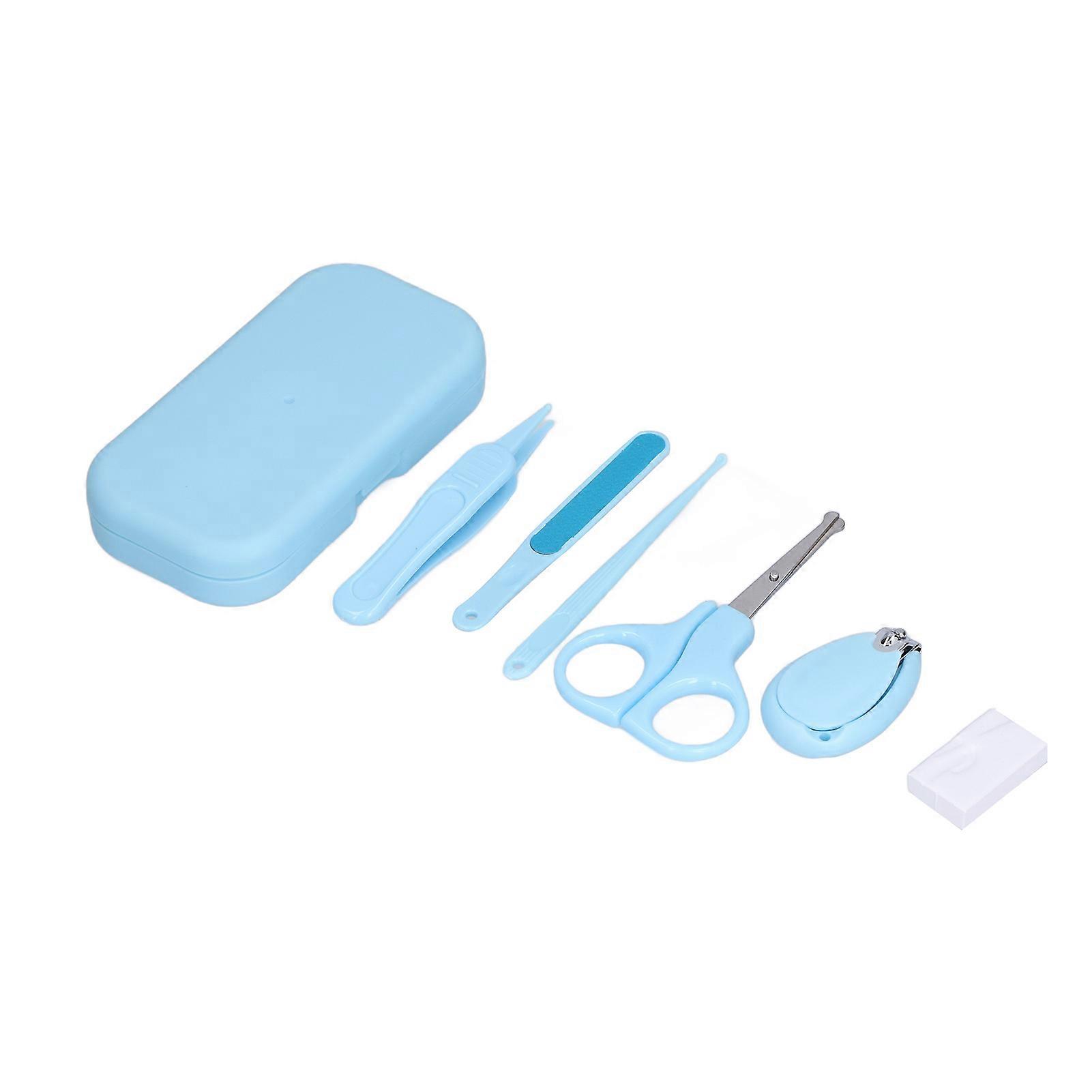 Baby Nail Trimmer and Scissors Set with Tweezers for Newborns, Safe Infant Nail Care Kit with Storage Box Blue