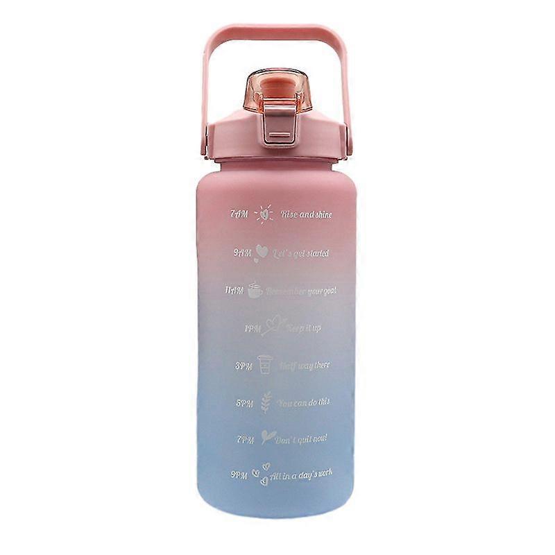2000ml Plastic Sports Water Bottle with Straw, Large Capacity, Portable for Adults, Gradient Colors, for Fitness and Outdoor Use