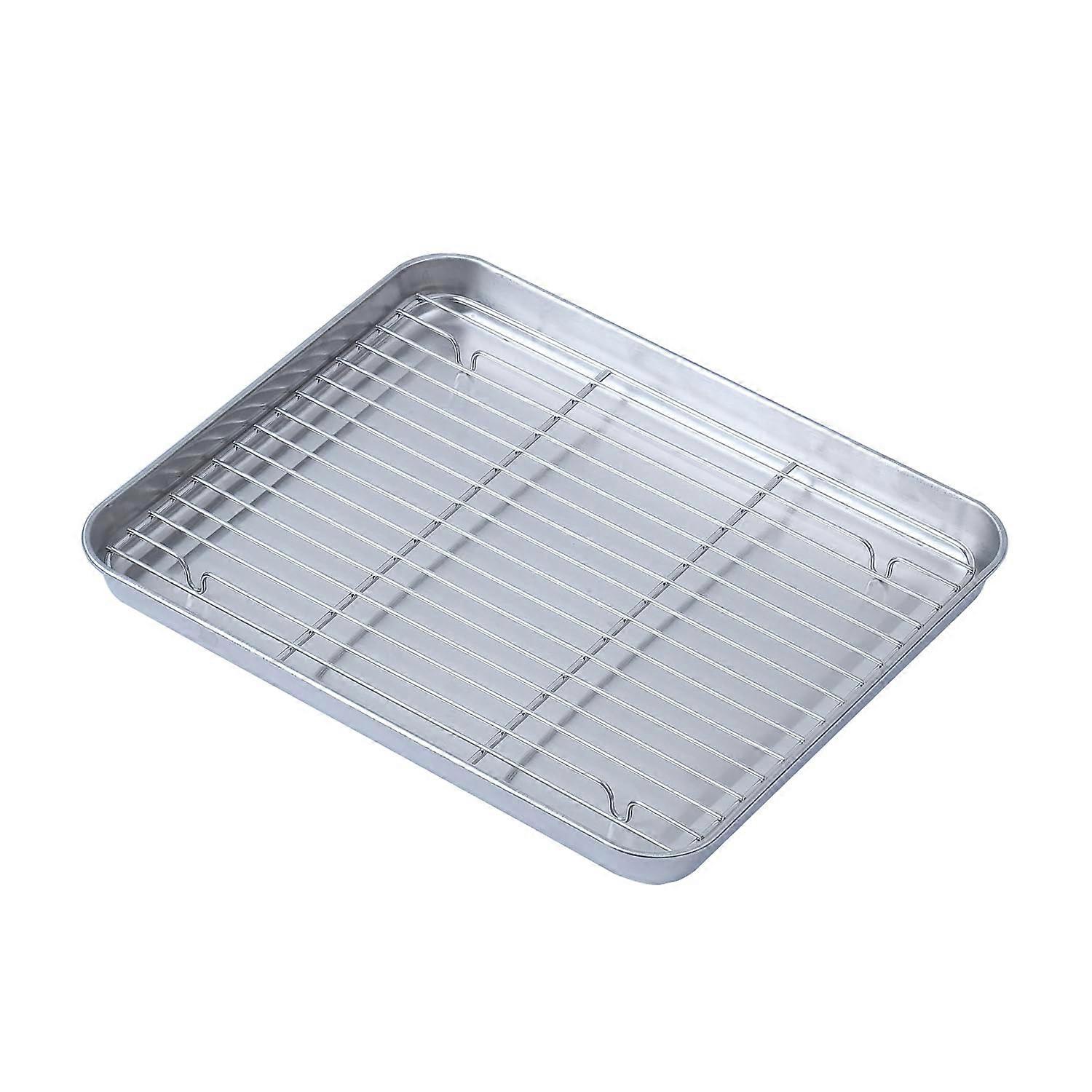 1 Set Baking Sheet with Rack No Rust 304 Stainless Steel for Cooking and Cooling 16 Inch