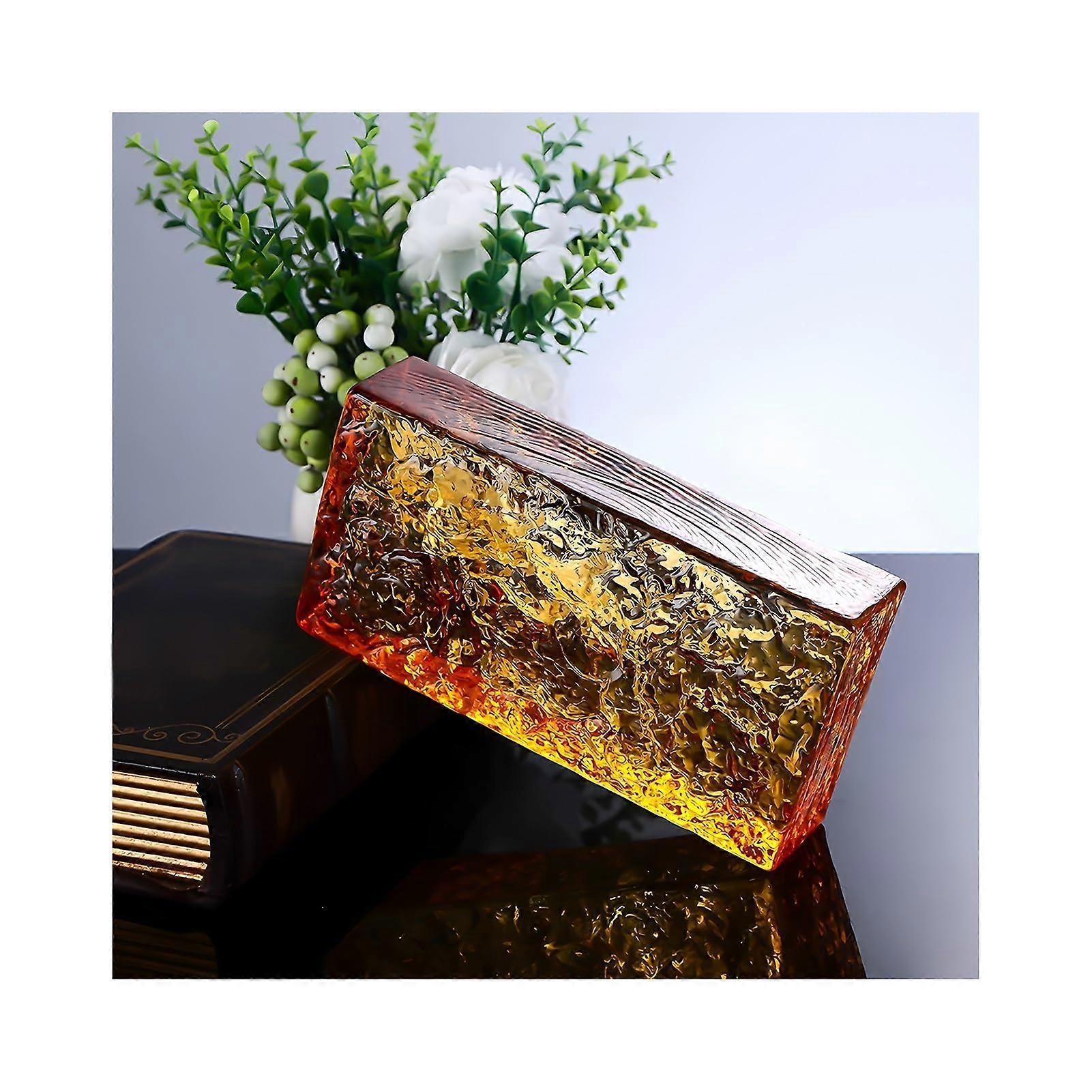 Rectangular Colored Glass Blocks Sided Crystal Bricks for Privacy Protect Clear Block for Bar Hotels Office House(Orange)
