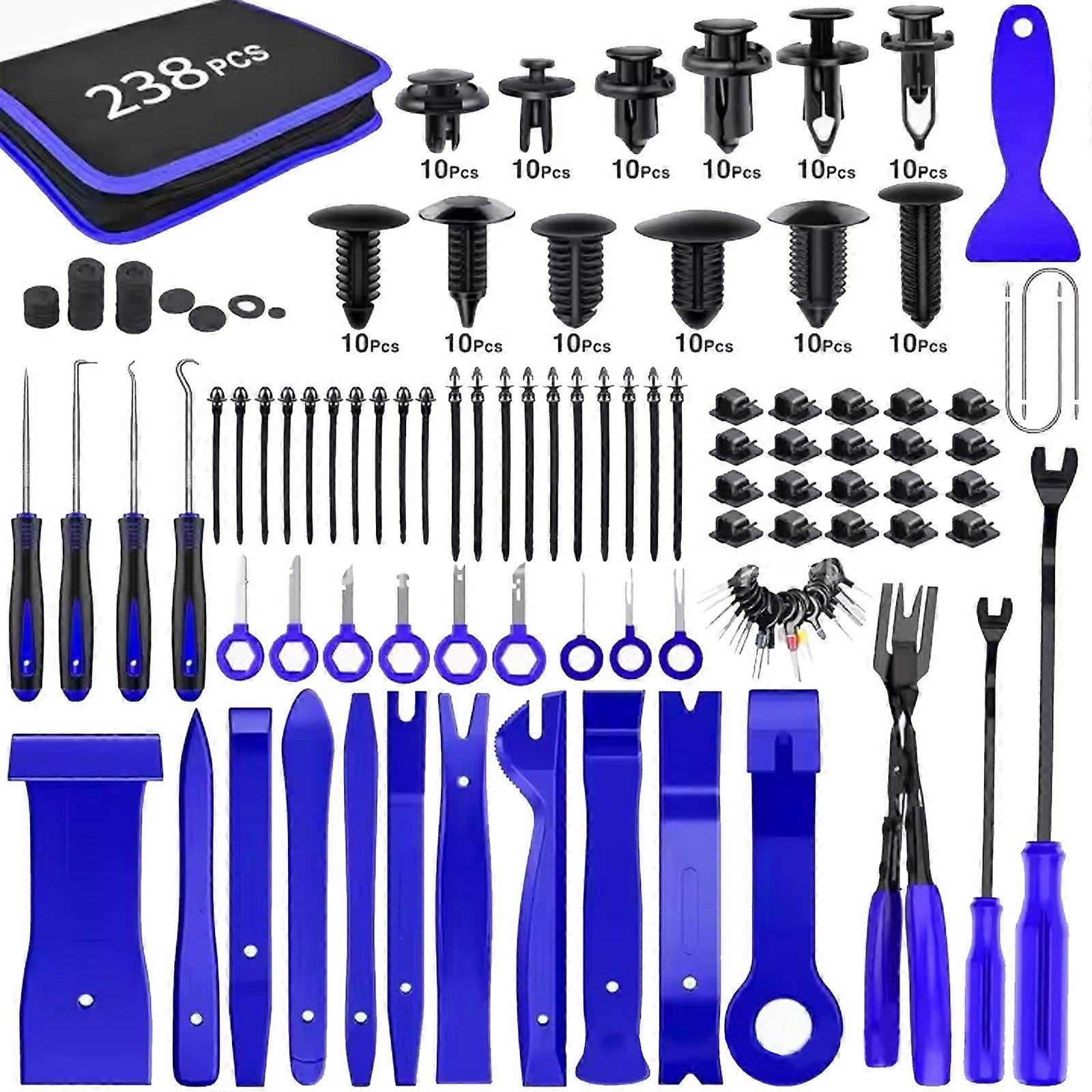 238Pcs Auto Sound  Removal tool Set Scratch Resistant Designs Auto Repair Tool set for Auto Trim Door Panel Disassembly  blue