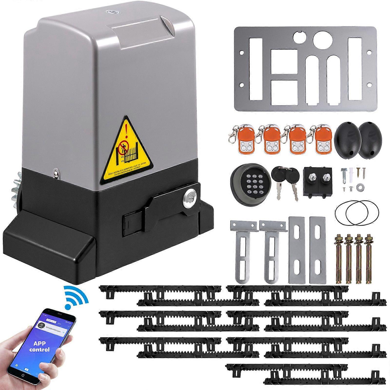 Ανοιγόμενο Ανοιχτήρι Συρόμενης Πόρτας, 1800 KG 7 m, με 4 Τηλεχειριστήρια &; Έλεγχο APP, Ηλεκτρικό Κυλιόμενο Driveway Slide Gate Motor