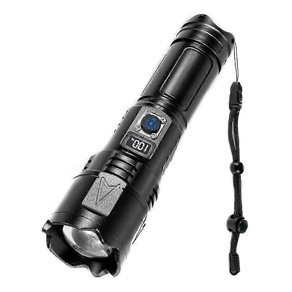 A03 Outdoor Waterproof Flashlight - 30w Portable Lcd Display Flashlight With Strap