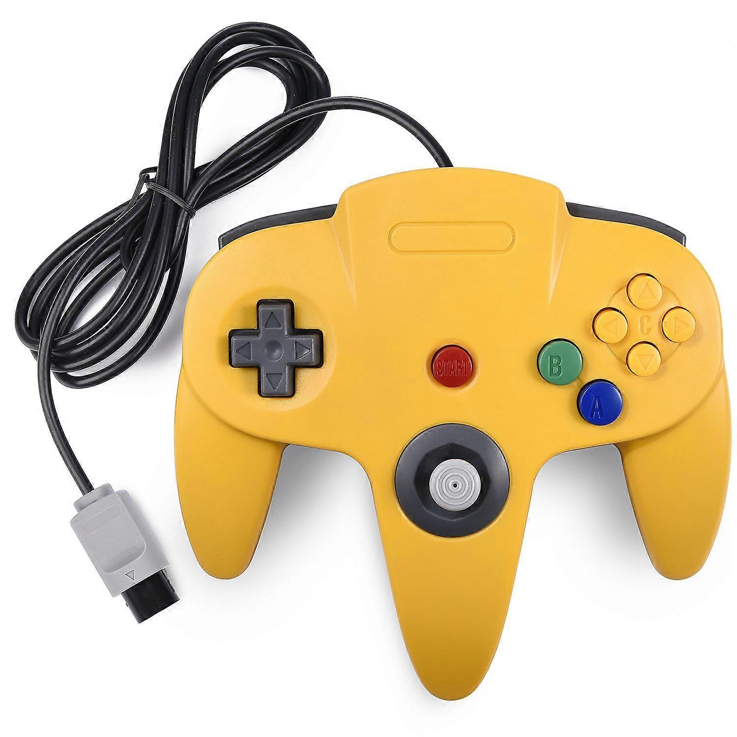 Classic N64 Controller Rerto 64 Gamepad Joystick For N64 Console Video Game System Yellow And Blue