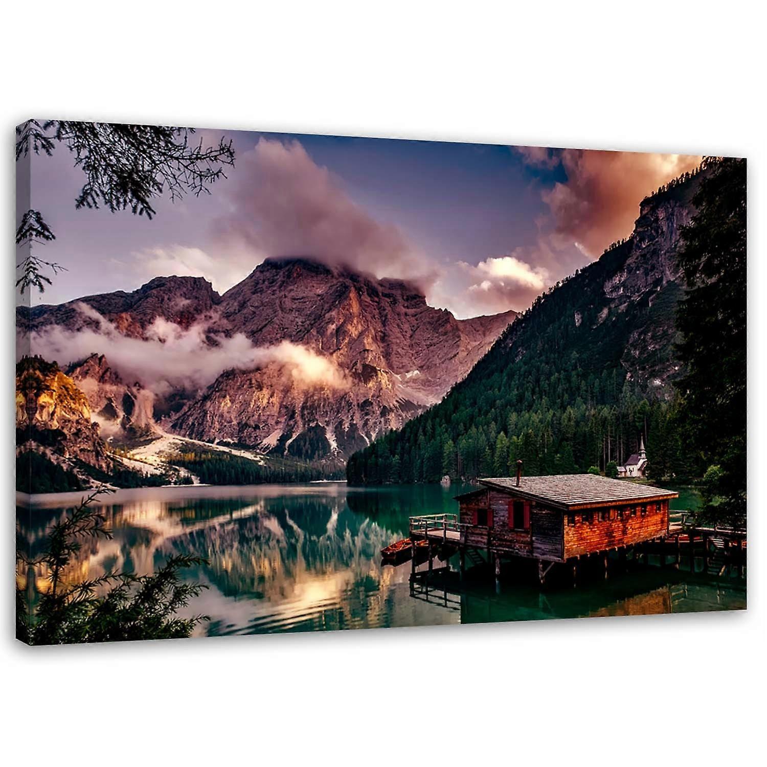 Lienzo, Casa del lago de montaña - 60x40