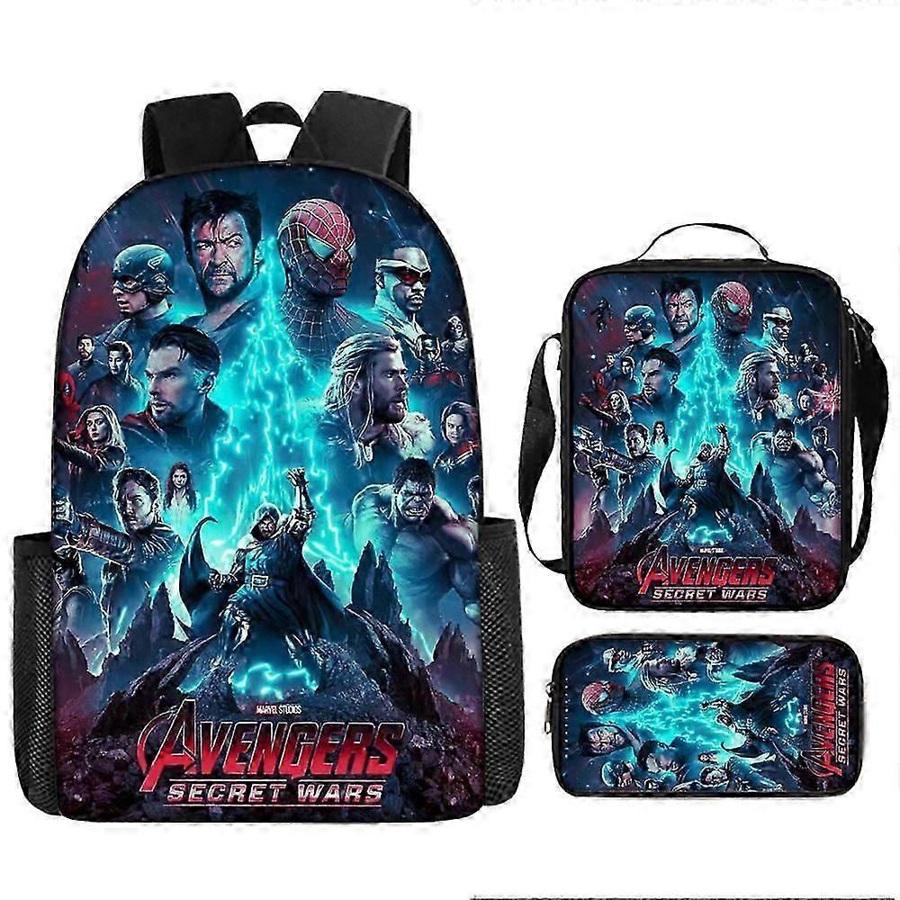 3pcs Boys Schoolbag The Avengers Iron Man Captain America Large Capacity Backpack