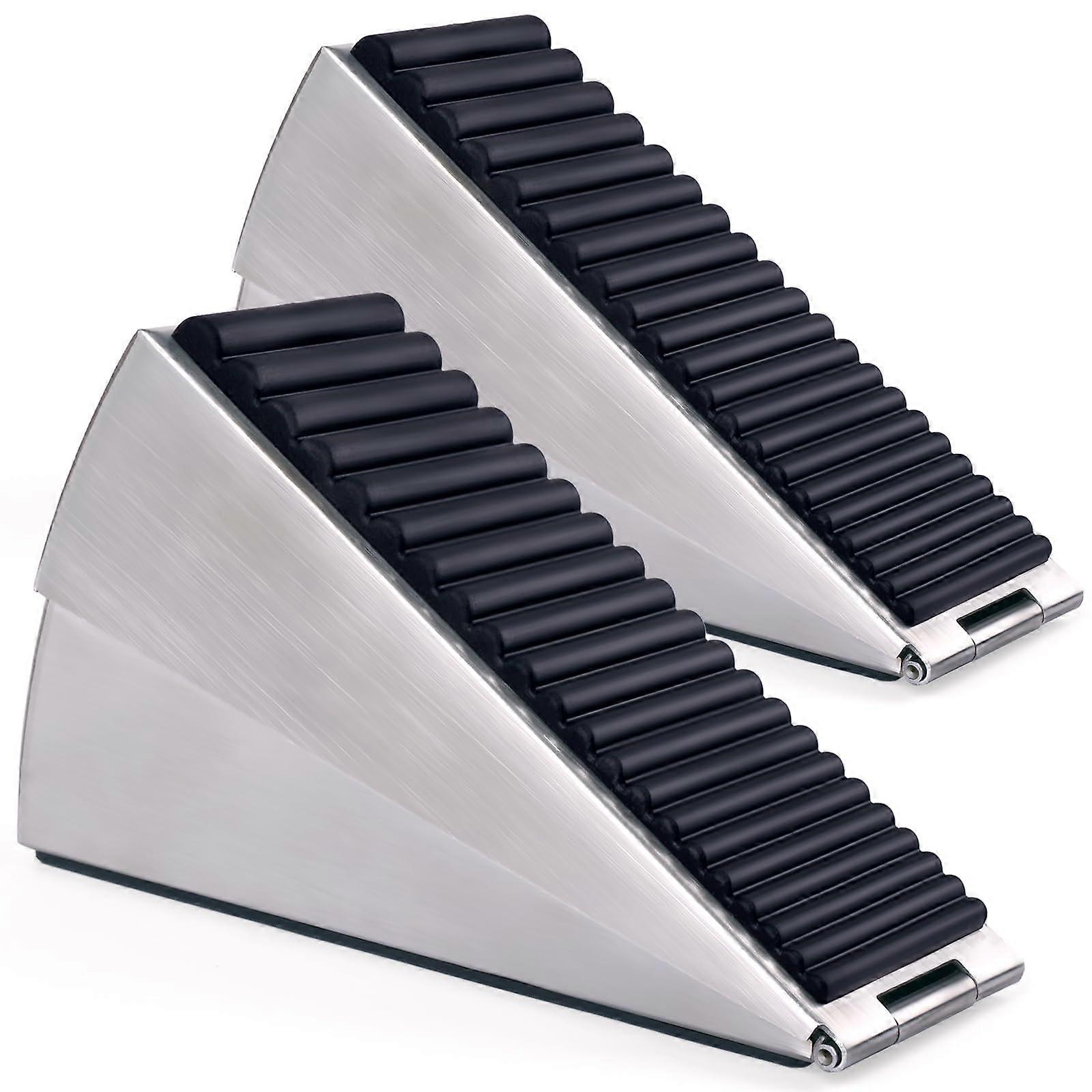 Door Stopper, 3 Inch Adjustable Spring Doorstop for Bottom of Door, Large Wedge Door Stop Suits Any Heavy Doors (2 Packs)