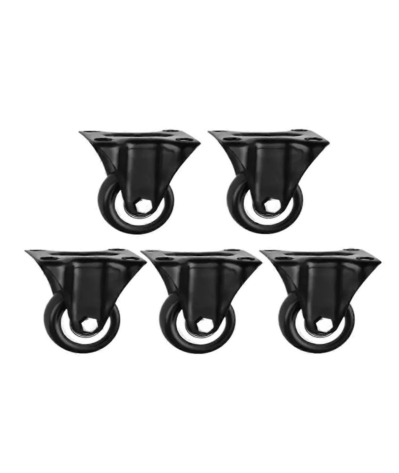 1.5 Inch Fixed Wheel Casters with 40mm Bearings for Furniture, Silent Directional Rollers, Set of 5 Pieces