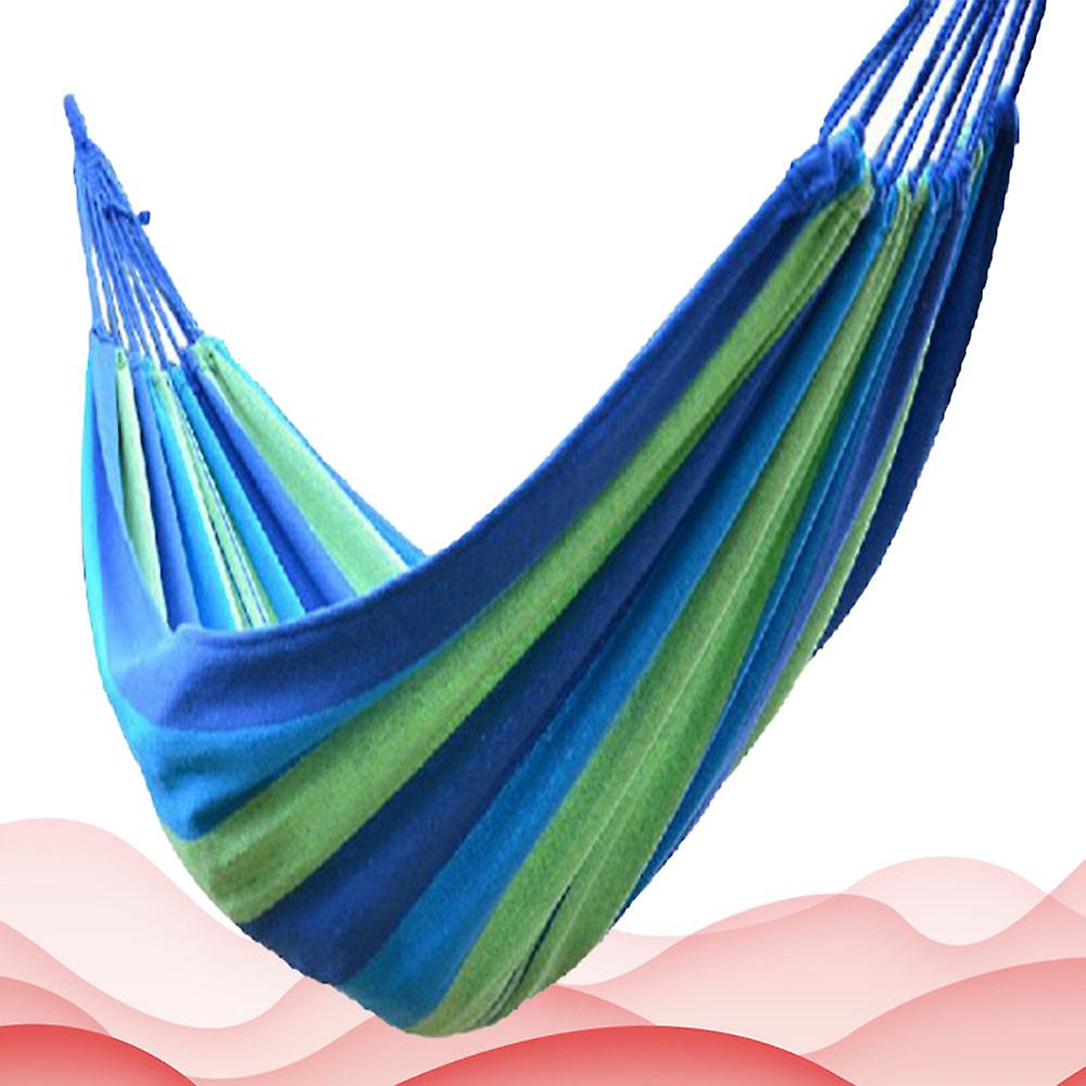 Outdoor Camping Striped Hammock Canvas Hammock Swing Garden Swing Hammock Outdoor Camping Hanging Chair (european Blue)