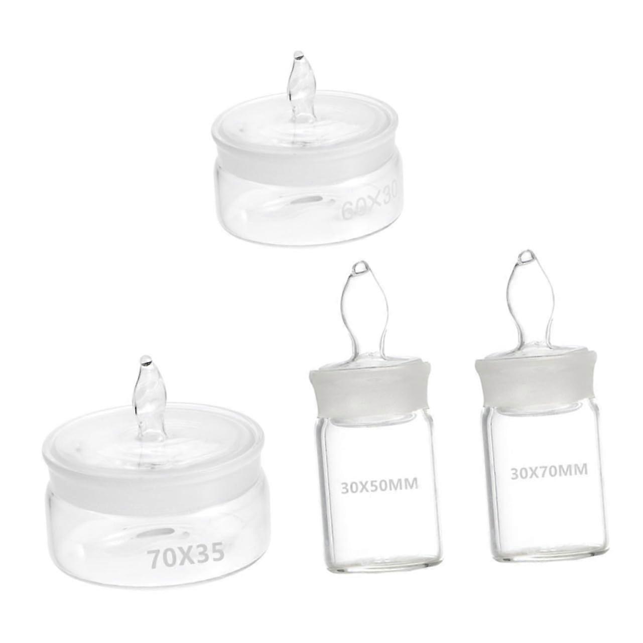4pcs Glass Weighing Bottles Set - Low & Tall Styles, Sealed Storage for Lab Sample Collection, Durable Glassware