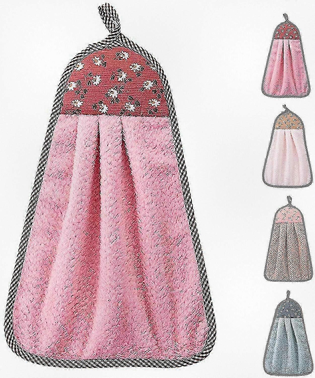 Adorable Hand Towels with Hanging Loop, Set of 4, Perfect for Kitchen and Bathroom Use, Compatible with Various Brands