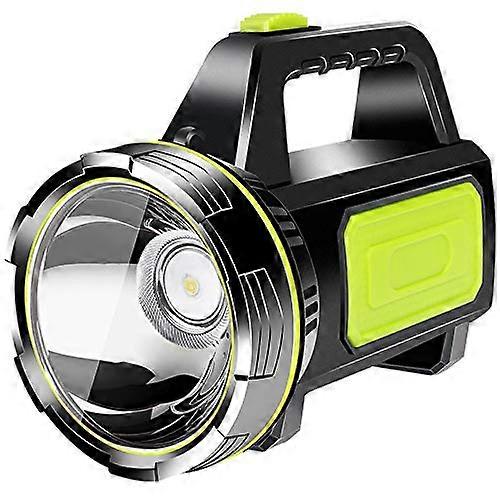 Super Bright Rechargeable LED Flashlight with USB, Waterproof Portable Camping Lantern and Side Light, Green Color