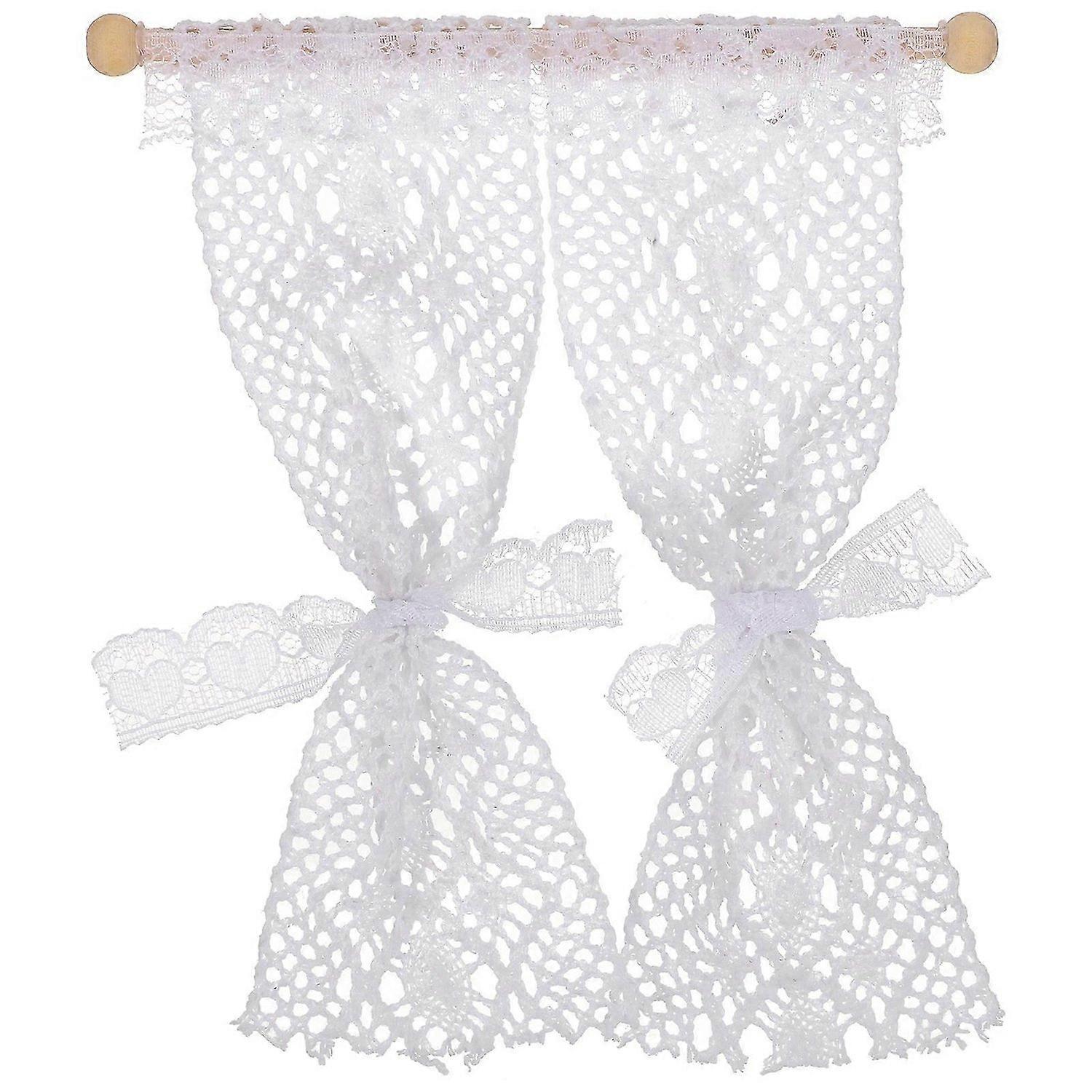 Miniature Lace Curtain Mini House Window Curtain Tiny House Decorative Accessory