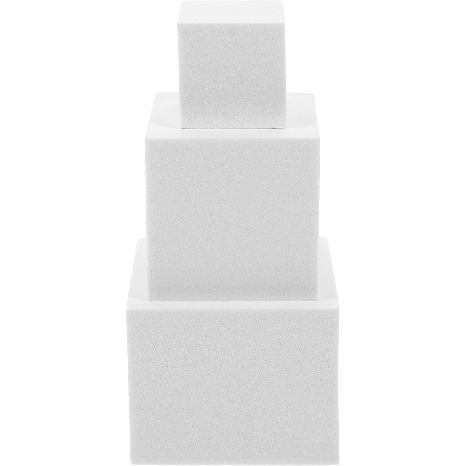 Photography Cube Prop Foam Cube Model for Photo Shoot 3Pcs White
