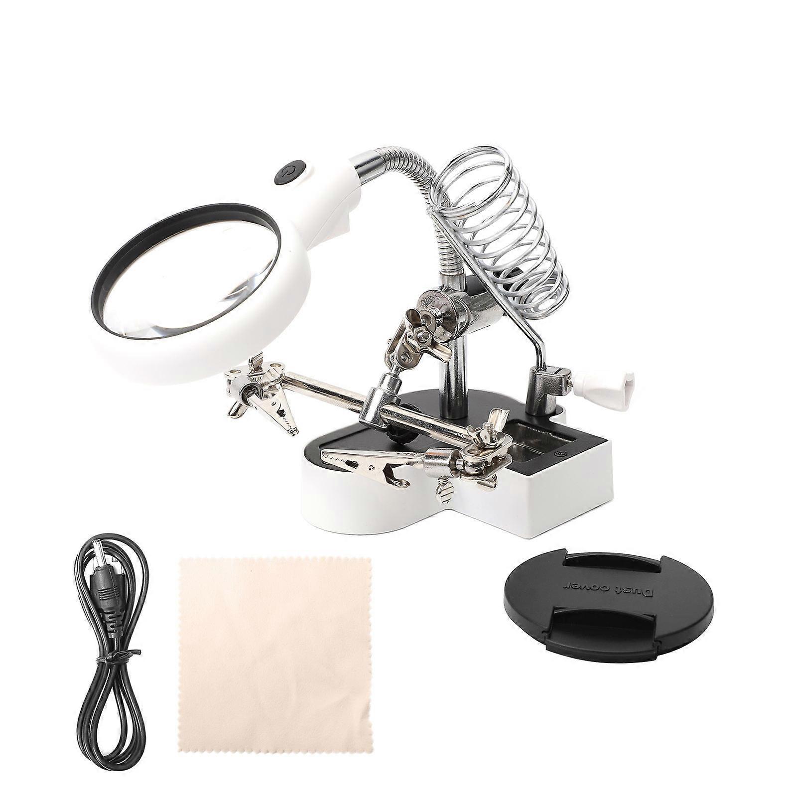 Adjustable Rotatable Magnifying Glass with LED Light and Soldering Clamp for Electronics Repair, PCB Maintenance, and Precision Work