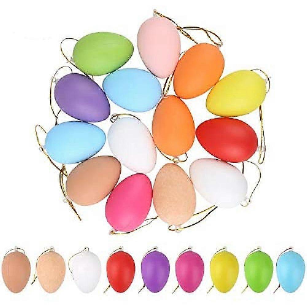 36 Pcs Hanging Easter Eggs Paintable Easter Eggs Colorful Plastic Easter Eggs With String