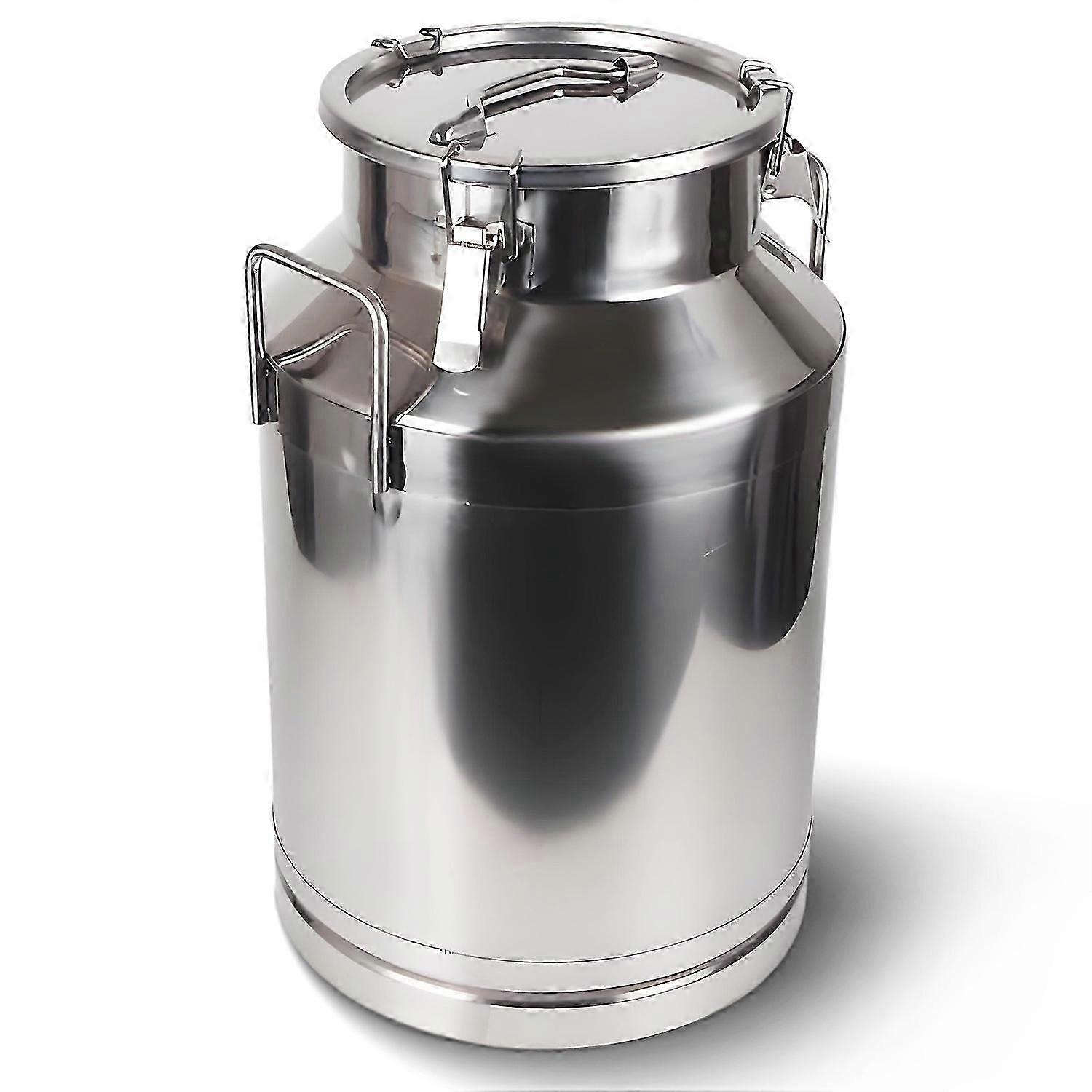 22l Stainless Steel Milk Can With Silicone Seal, Heavy Duty Jug For Milk, Wine, Oil, And Tea Storage