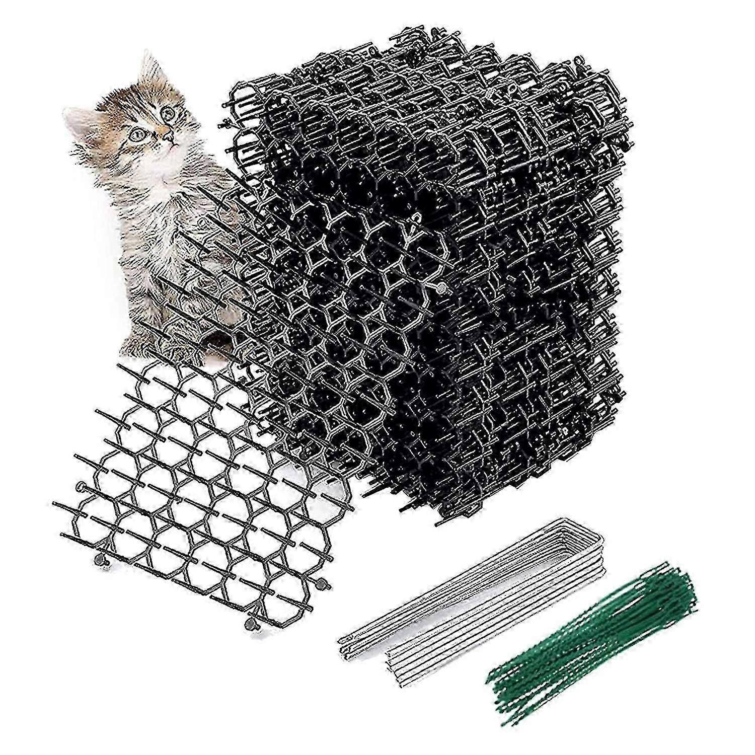 12 Pack Cat Repellent Spikes for Garden, Prickle Strip Outdoor Dig Stopper Deterrent Mat
