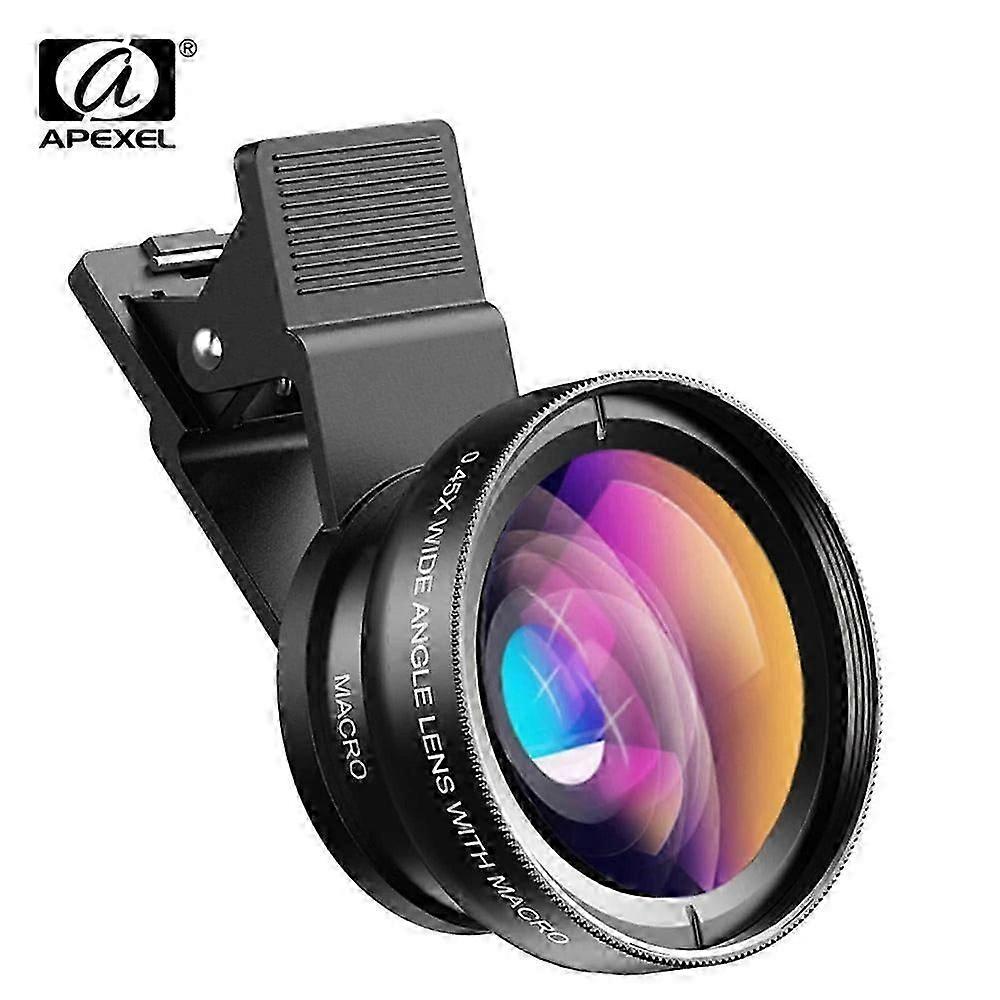 Apexel Professional Phone Camera Lens 12.5x Macro Camera Photo Hd 0.45x Super Wide Angle Lens For All Smartphones