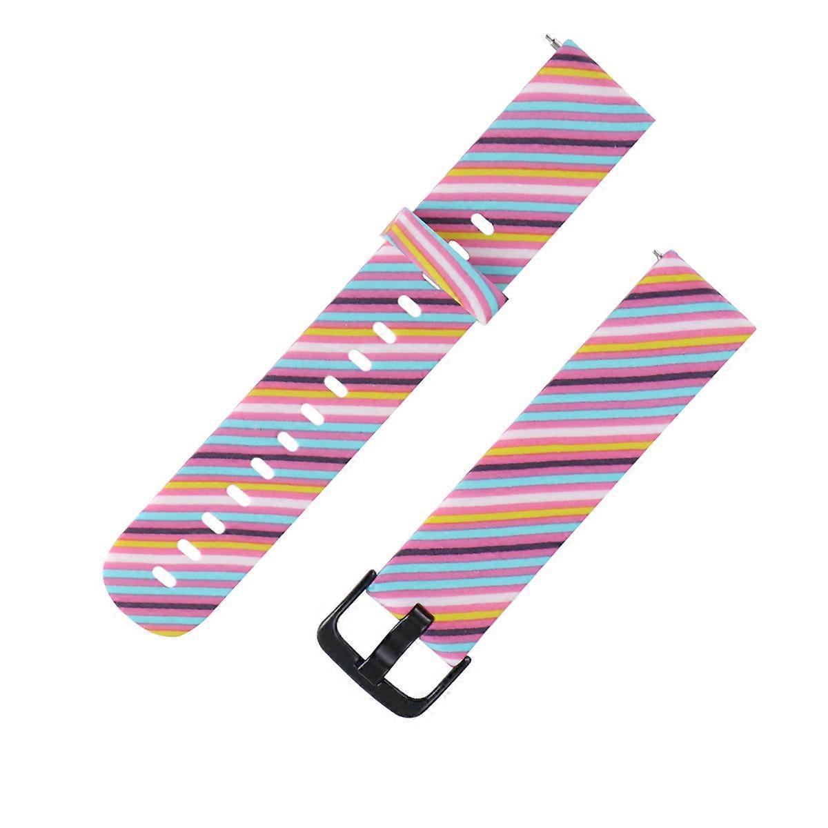 Watch Band Replacement Youth Version Silicone Wristband Multi-Colored Stripes 21*2 Cm Adjustable Size 1Pack