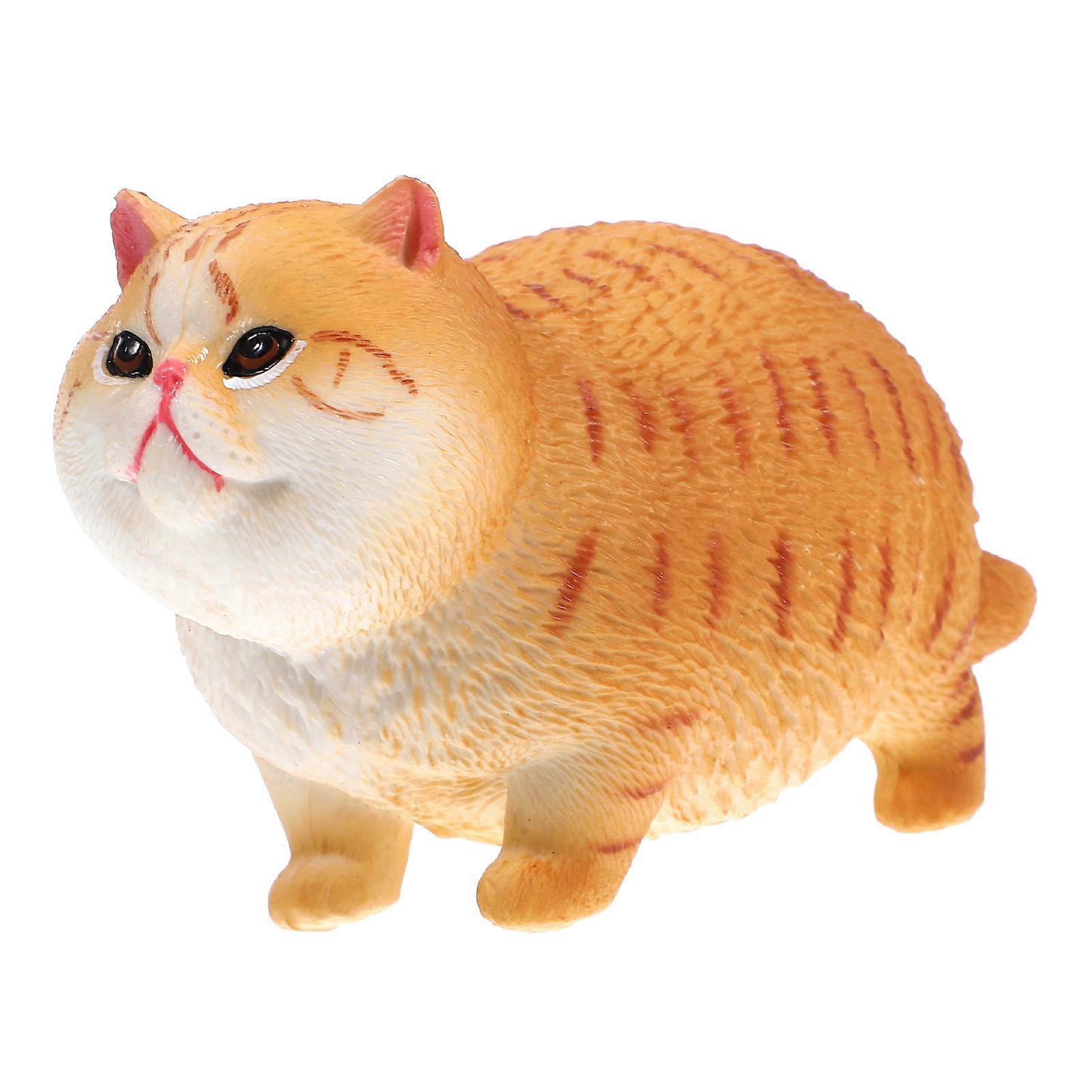 Cat Statue Sculpture Orange Plastic Cat Model Role-Playing Educational Toy Desktop Decoration For Children 1Pcs