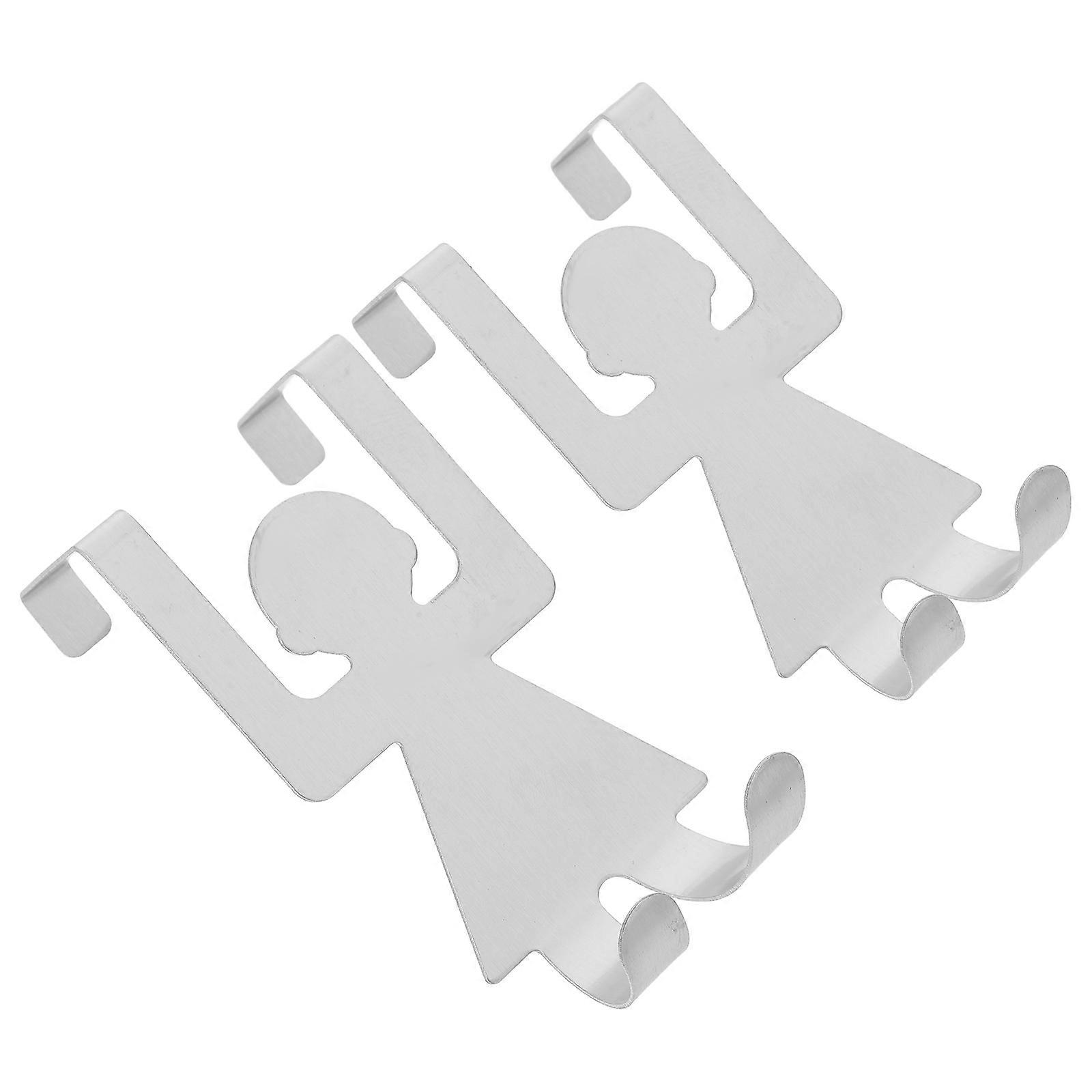 Door Hangers Simple Cabinet Hook Saving Space Organizing Articles Easy Installation Silver 8x45x3cm 2Pcs