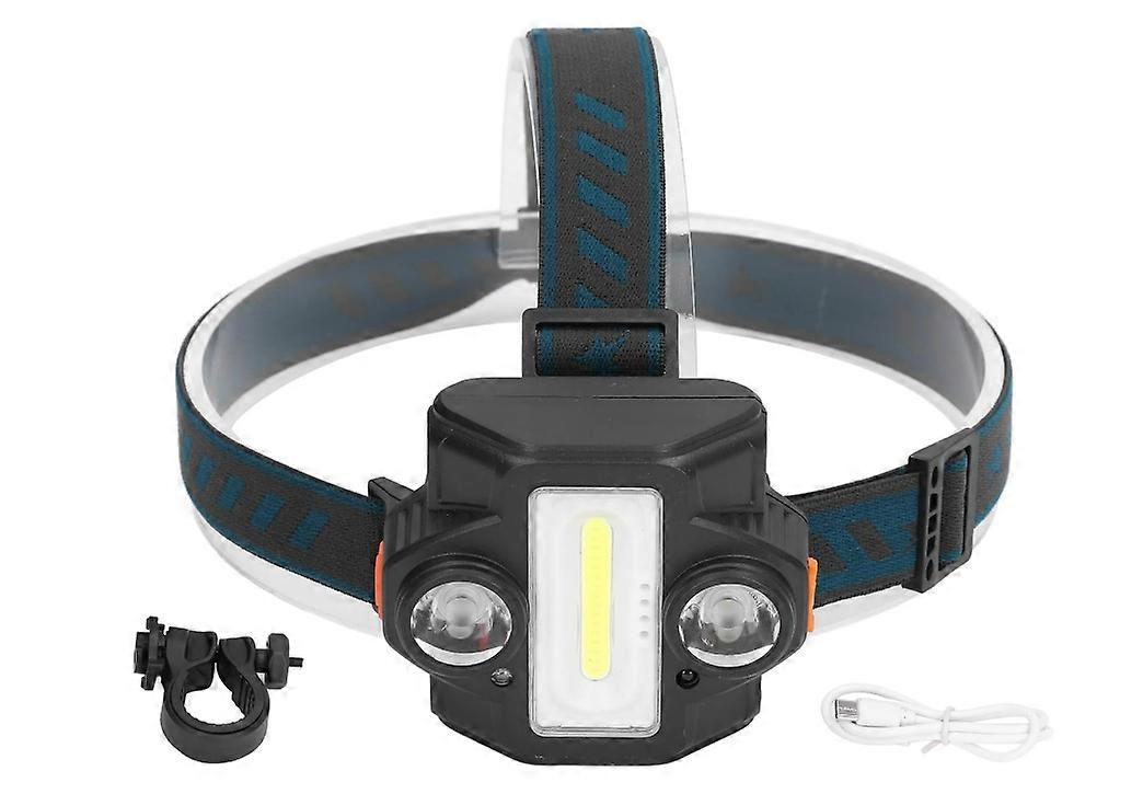 USB Rechargeable Head Flashlight-2 in 1 High Bright LED Induction Headlamp Bike Light USB Rechargeable Head Flashlight Waterproof Work Light(Black)