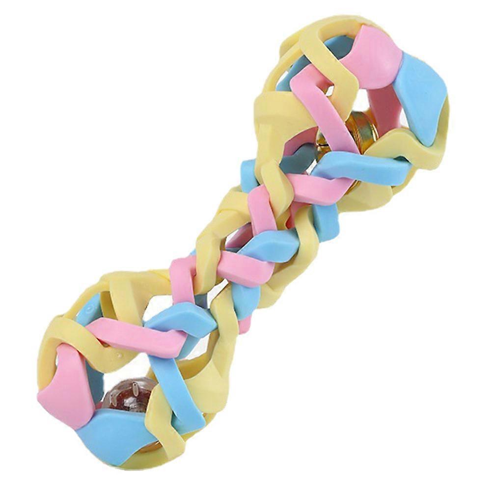 Durable Portable Dog Chew Toy with Bell – Compact TPR Molar Chew for Interactive Play & Boredom Relief in Bright Macaron Colors