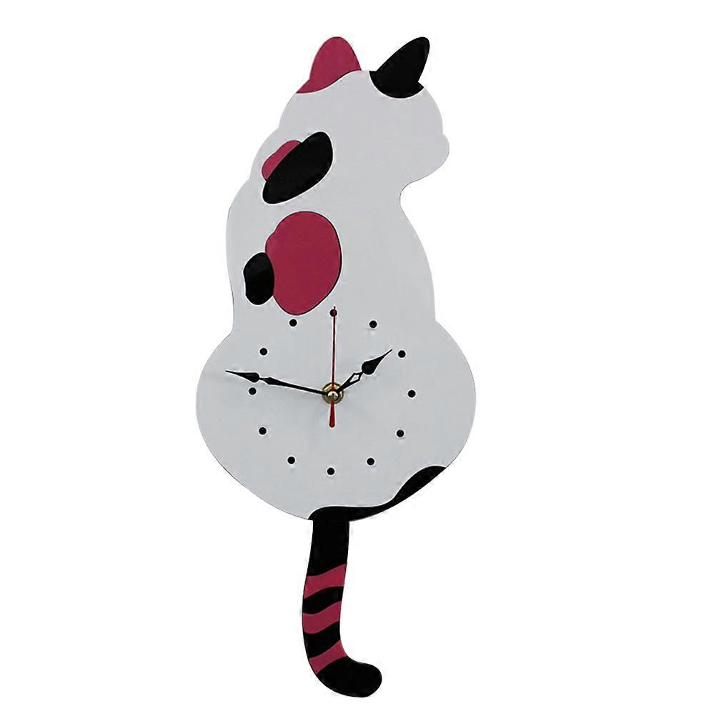 Non Ticking Silent Wall Clock Modern Acrylic Cat Shape Home Decor 42.00X18.00X3.00CM Mute Sweep Seconds Movement 1Pack
