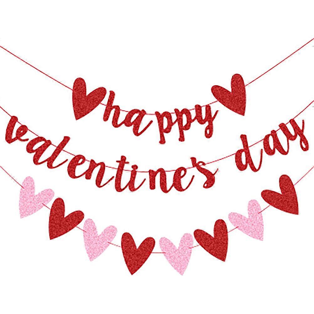 Valentines Day Banner Supplies Indoor Hanging Red Paper Heart Shape Photography Prop 1Set