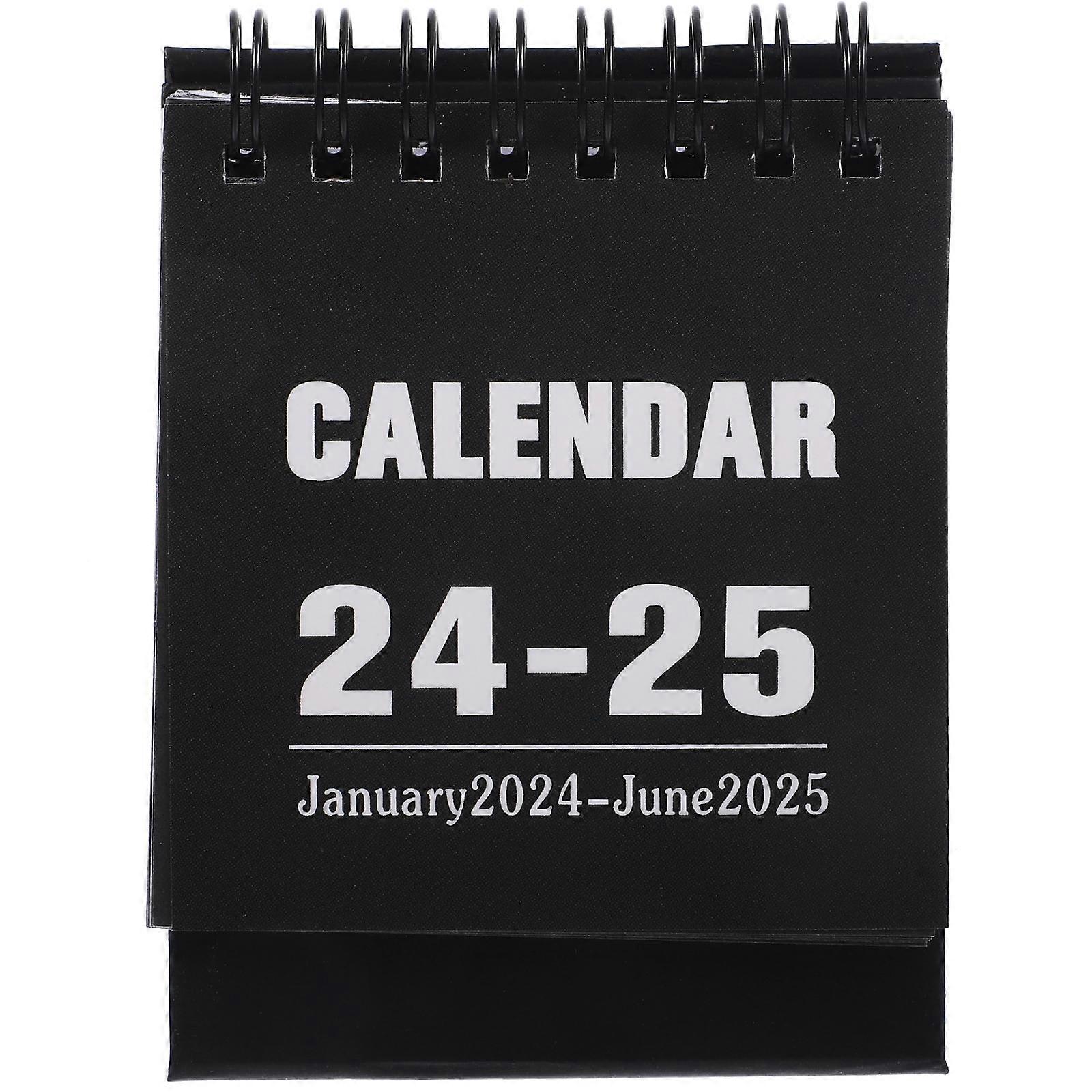 Year Desk Calendar Mini Rectangular Home Office Calendar Black 13.5X7.5CM Note Important Dates 1Pcs