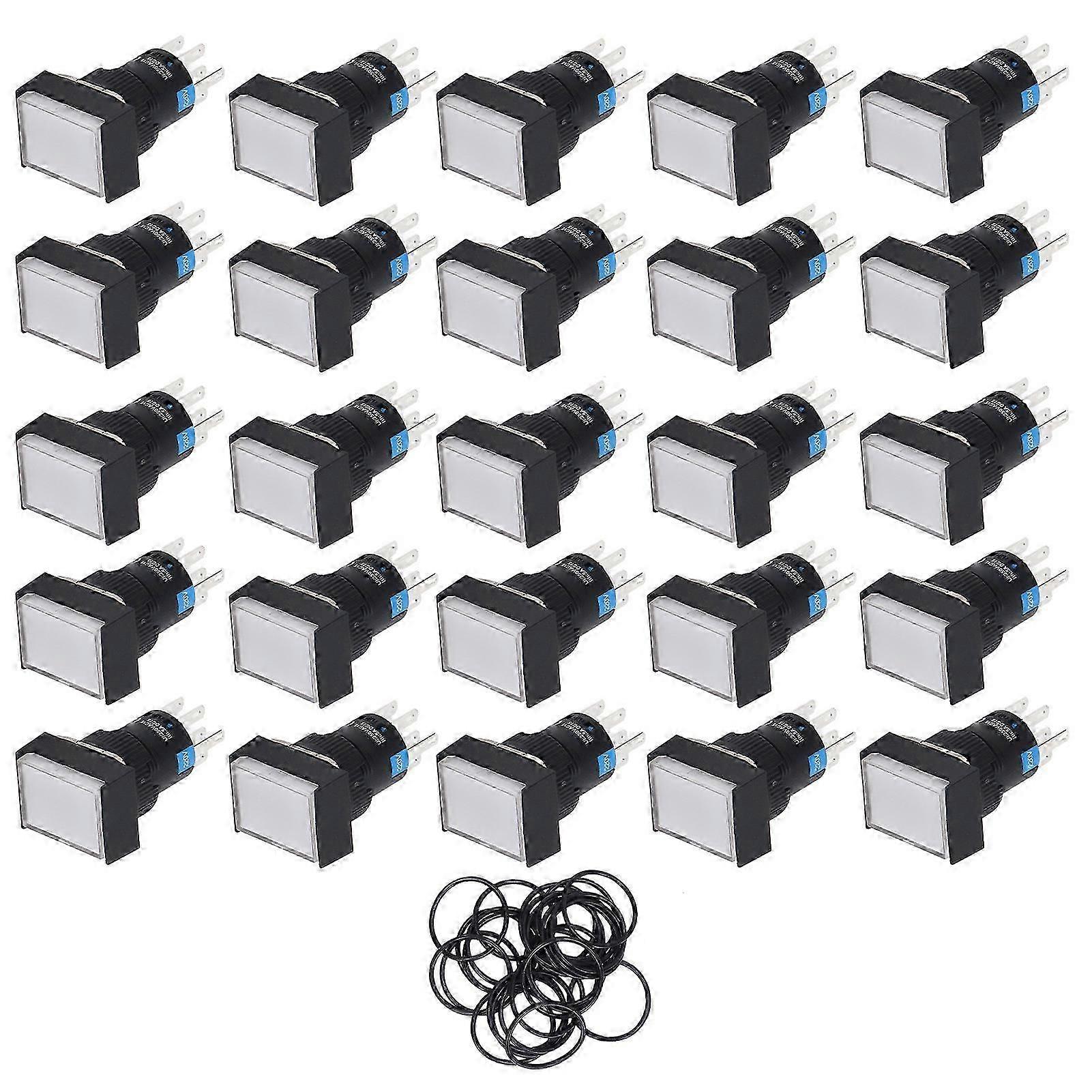 25PCS Micro Button Switch with Light Self Locking Push Switch for Industrial Device 220V 5A