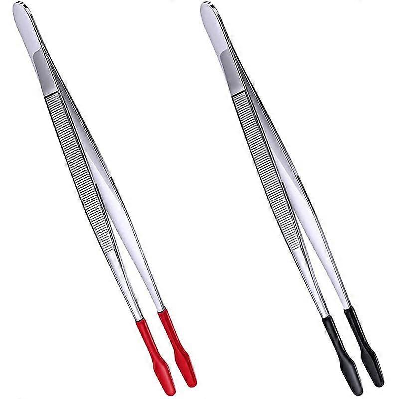 2 pcs PVC Rubber Tweezers with Soft Tip, Soft Flat Tip Tweezers for Laboratory Hobby, Industrial Craft