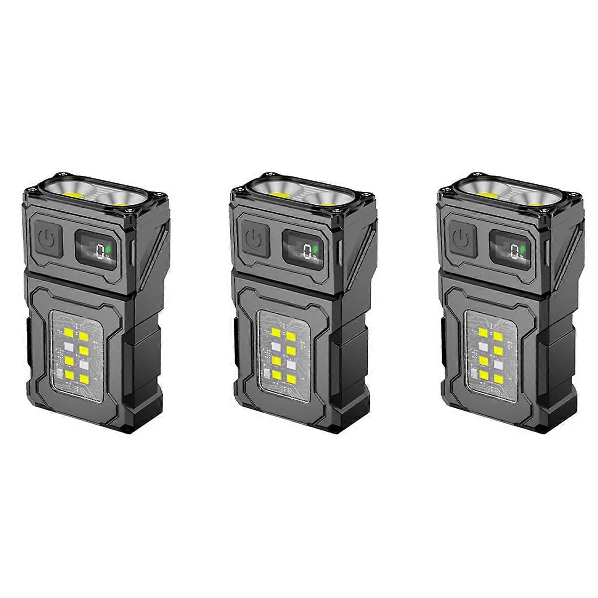 3X COB Rechargeable Work Light, Mini Outdoor Flashlight Camping Light, Running Light, Riding Light a