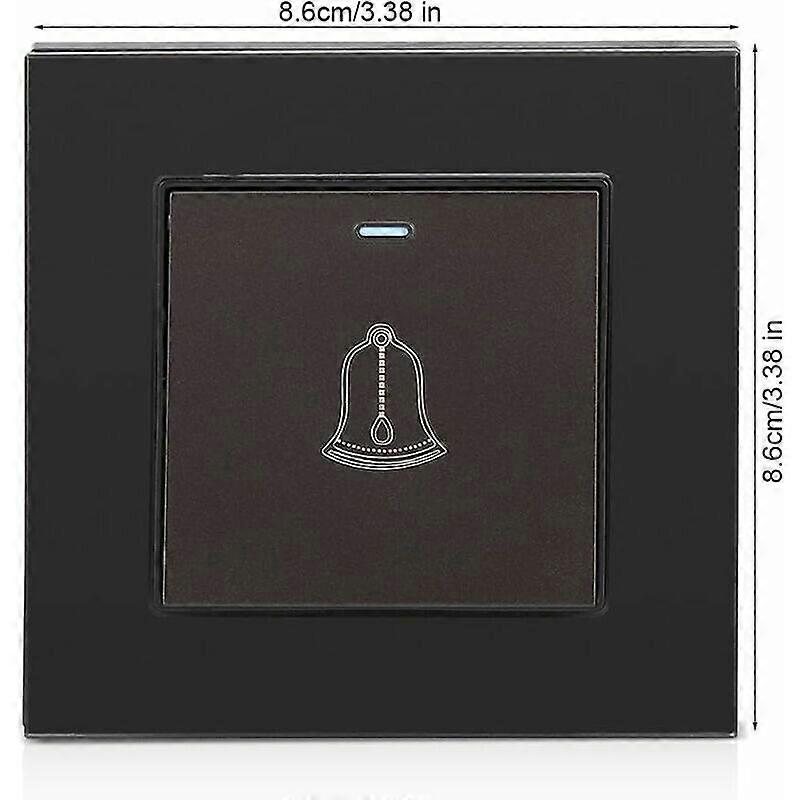 ボタン付きワイヤレスドアベル、220~250V強化ガラスパネル、防水チャイム、3.38インチ