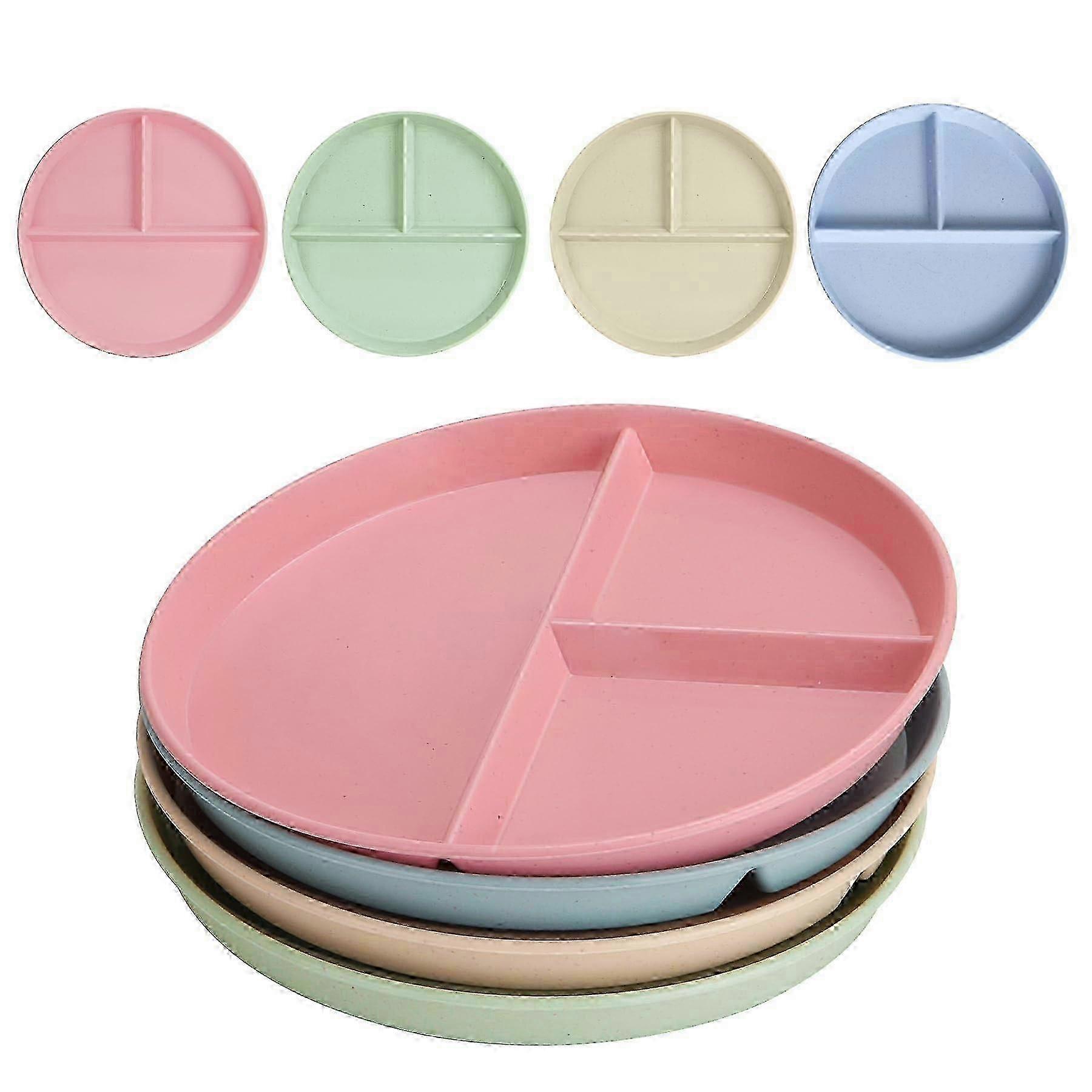 Geteilte Teller für gesunde Ernährung, Portionskontrollschale 9 Zoll, 3-teilige Weizenstrohplatte, unzerbrechlich, wiederverwendbar, mikrowellenfest, BPA-frei