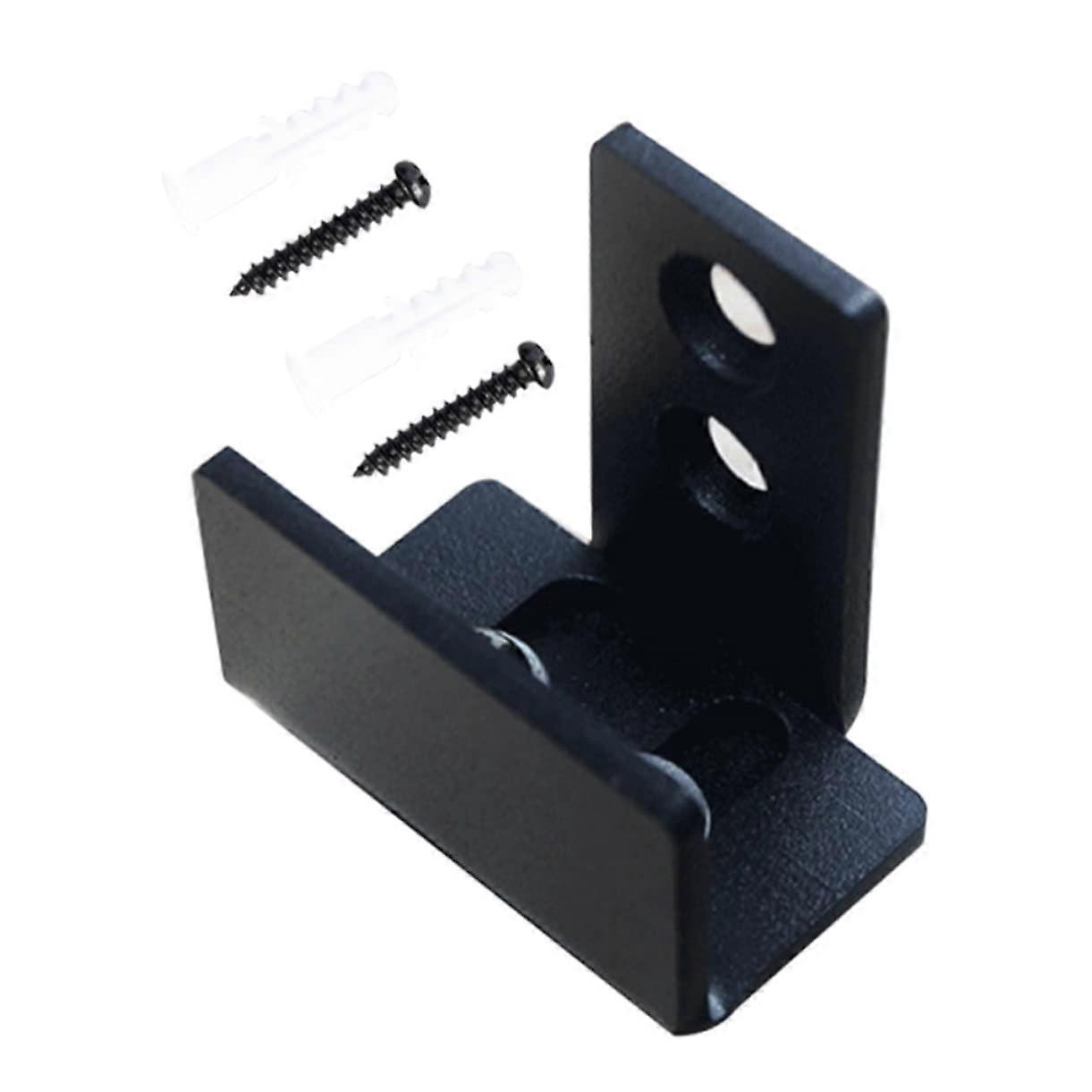 Sliding Door Guide Bottom Black Polished Rail Handle Floor Guide Barn Door Stopper Hook Lock System 1.5" Width