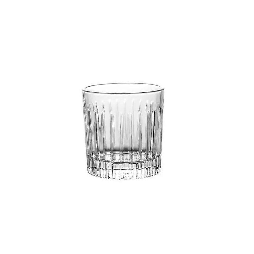 Exquisite Retro Glassware Iced Coffee Glasses Set of 4, Striped Clear Reusable Drinking Cups for Juice Tea Cocktail