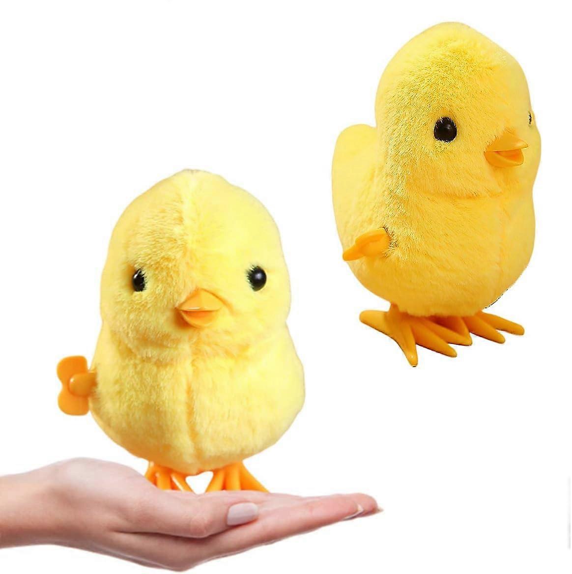 Pack of 2 Large Easter WindUp Chicken Toy, Jumping Bird Toy