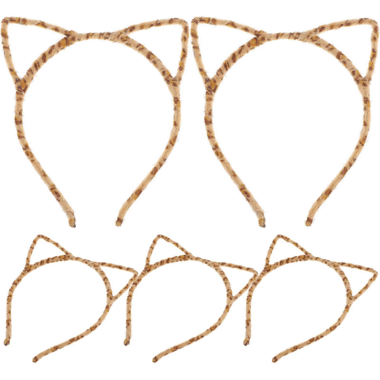 Leopard Cat Ears Headband Fancy Dress Costume Party Accessory Adjustable Ear Shape 5Set
