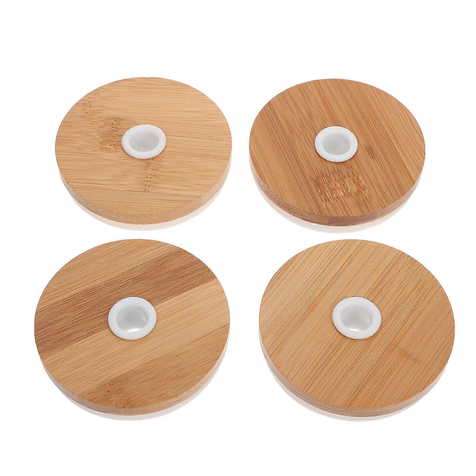 Trä Wide Mouth Lock Mason Jar Lock Endast Praktisk Design Utomhusentusiaster 8,3x8,3x2CM Lufttät Tätning 4st