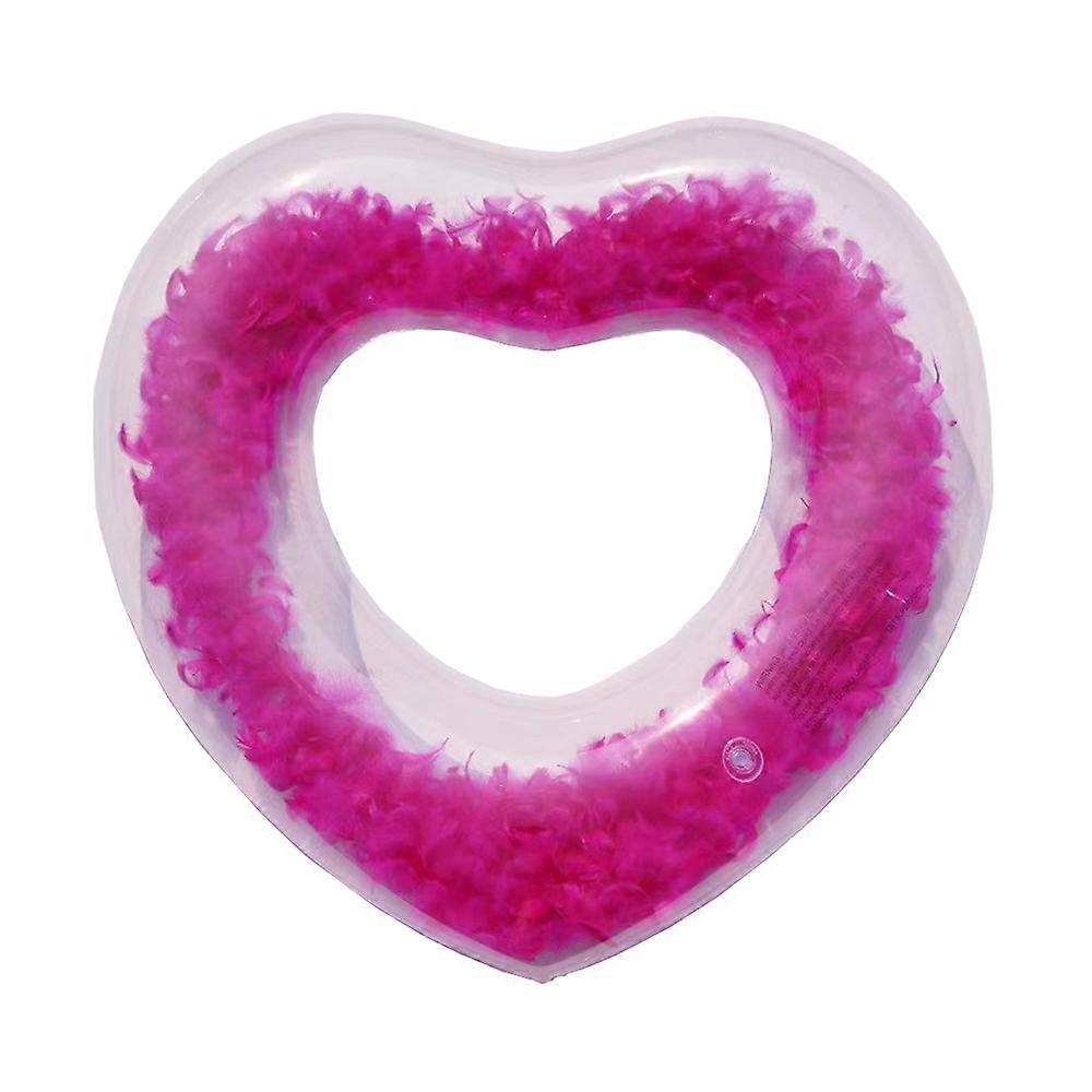 Inflatable Children'S Swimming Ring, Love Shape Transparent Feather Floating Swimming Ring-Red