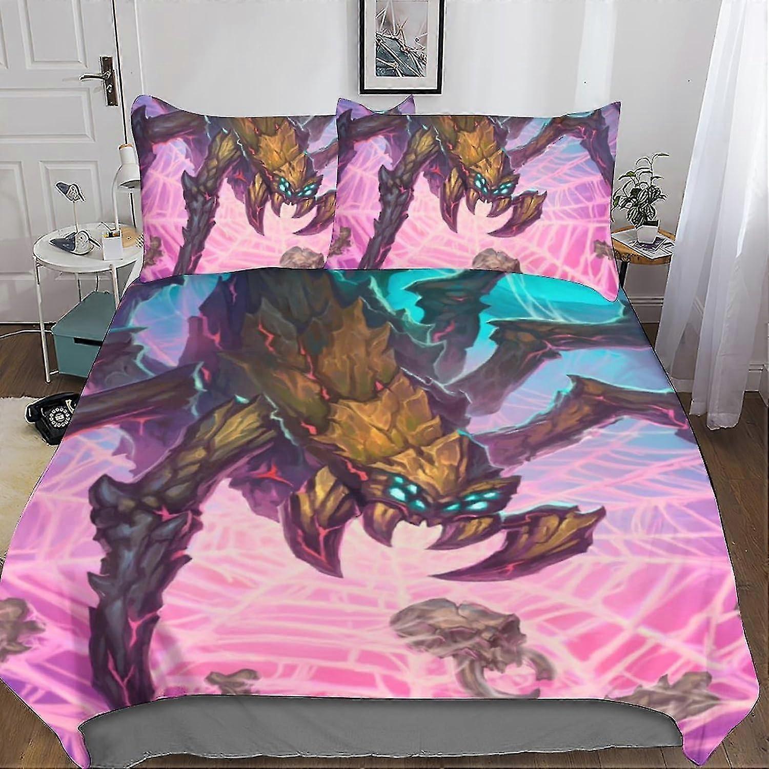 Conjunto de Cama Impresso em 3D para Jogos de Cartas - Conjunto de Capa de Edredom de 3 Peças com Fronha em Microfibra Macia